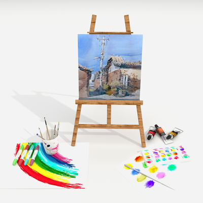  现代画板 画笔su模型 