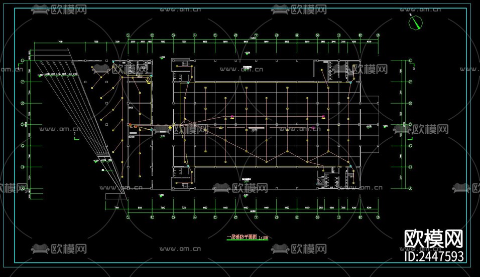 風(fēng)雨操場電氣CAD施工圖下載(渲染圖4)