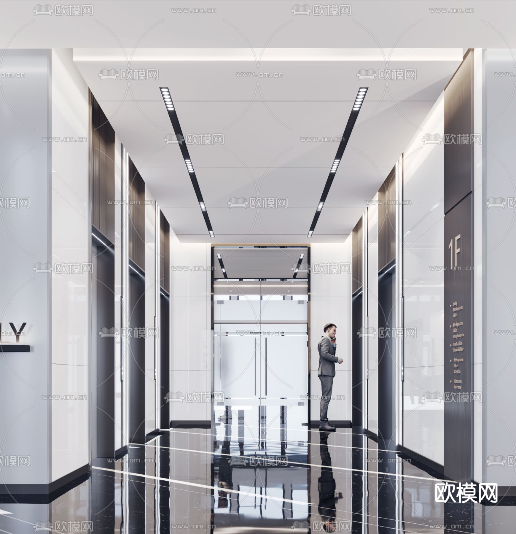 办公楼大堂 写字楼3D模型下载（渲染图3）