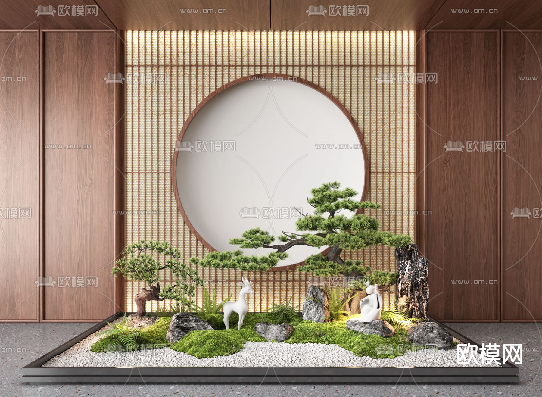 新中式植物堆 景观小品3d模型