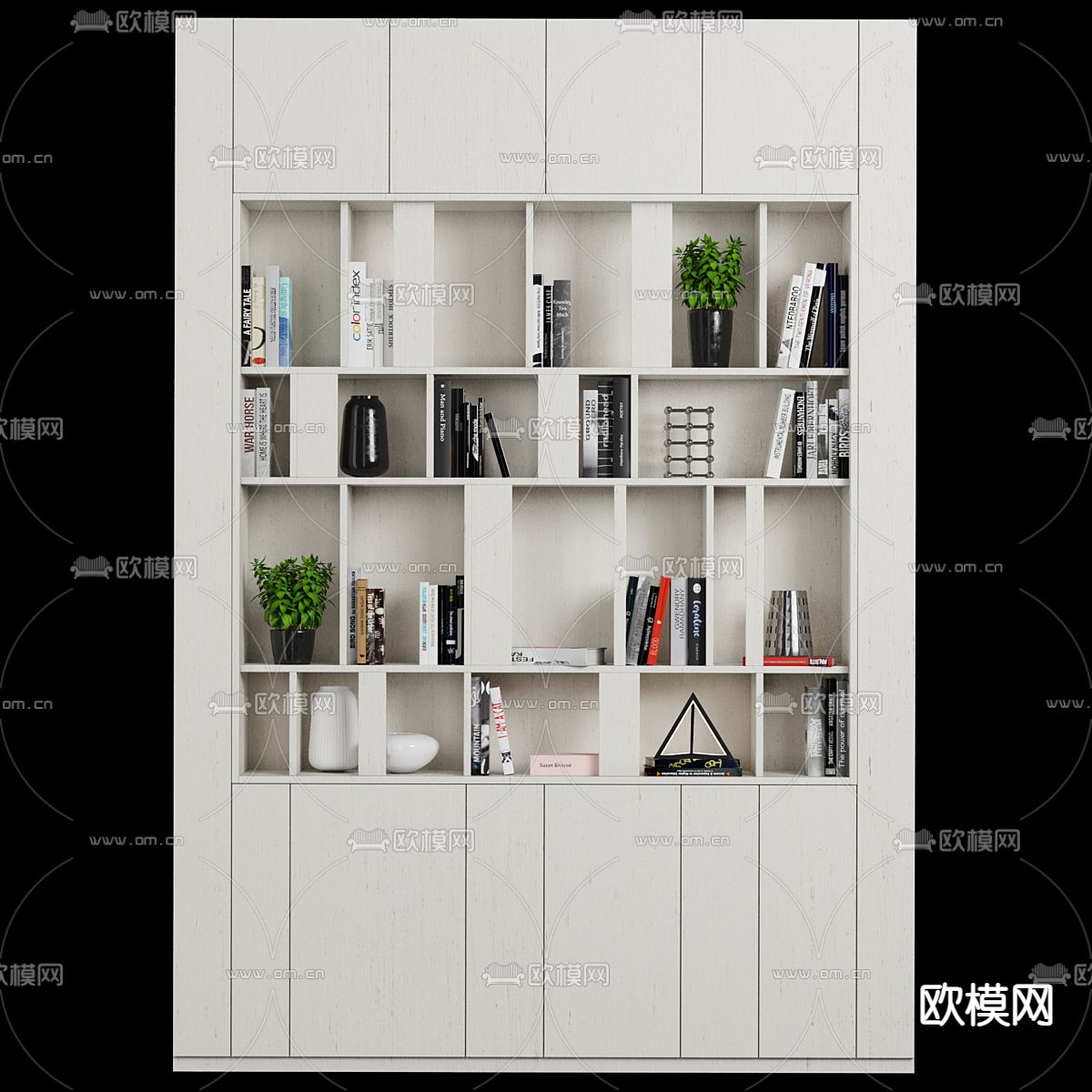 书柜 装饰柜3d模型下载_ID12273374_3dmax免费模型-欧模网