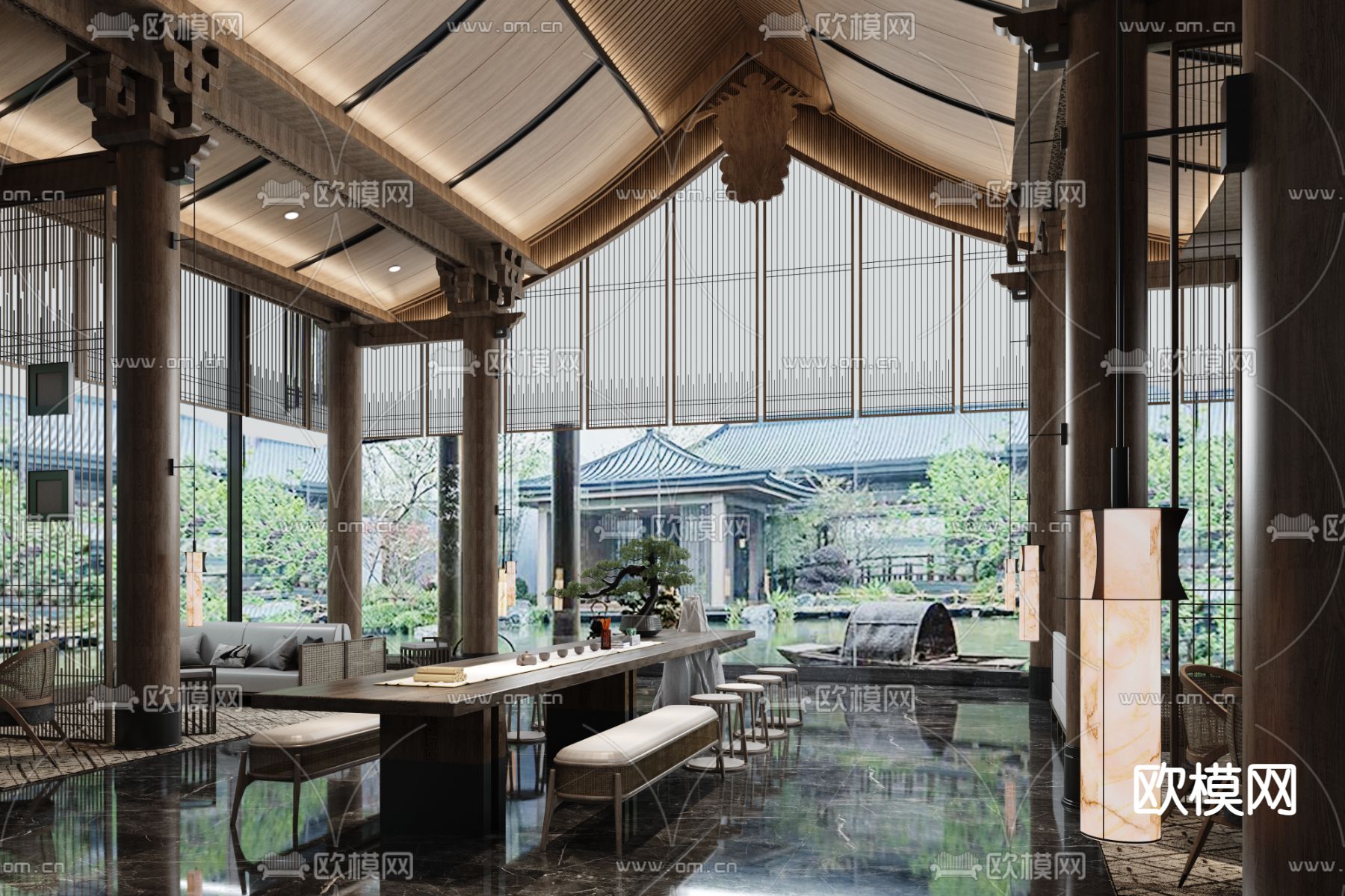 盘石设计 长沙建发玖洲和玺售楼处su模型下载