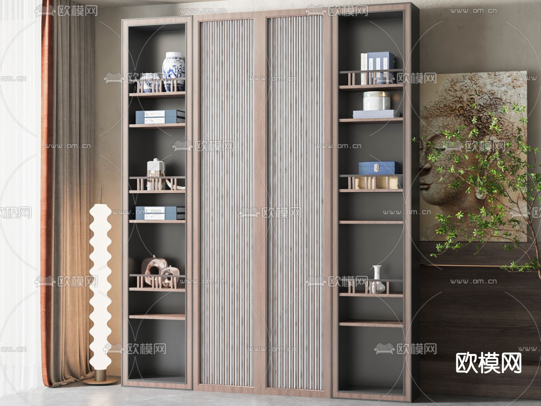 新中式装饰柜 隔断3d模型下载