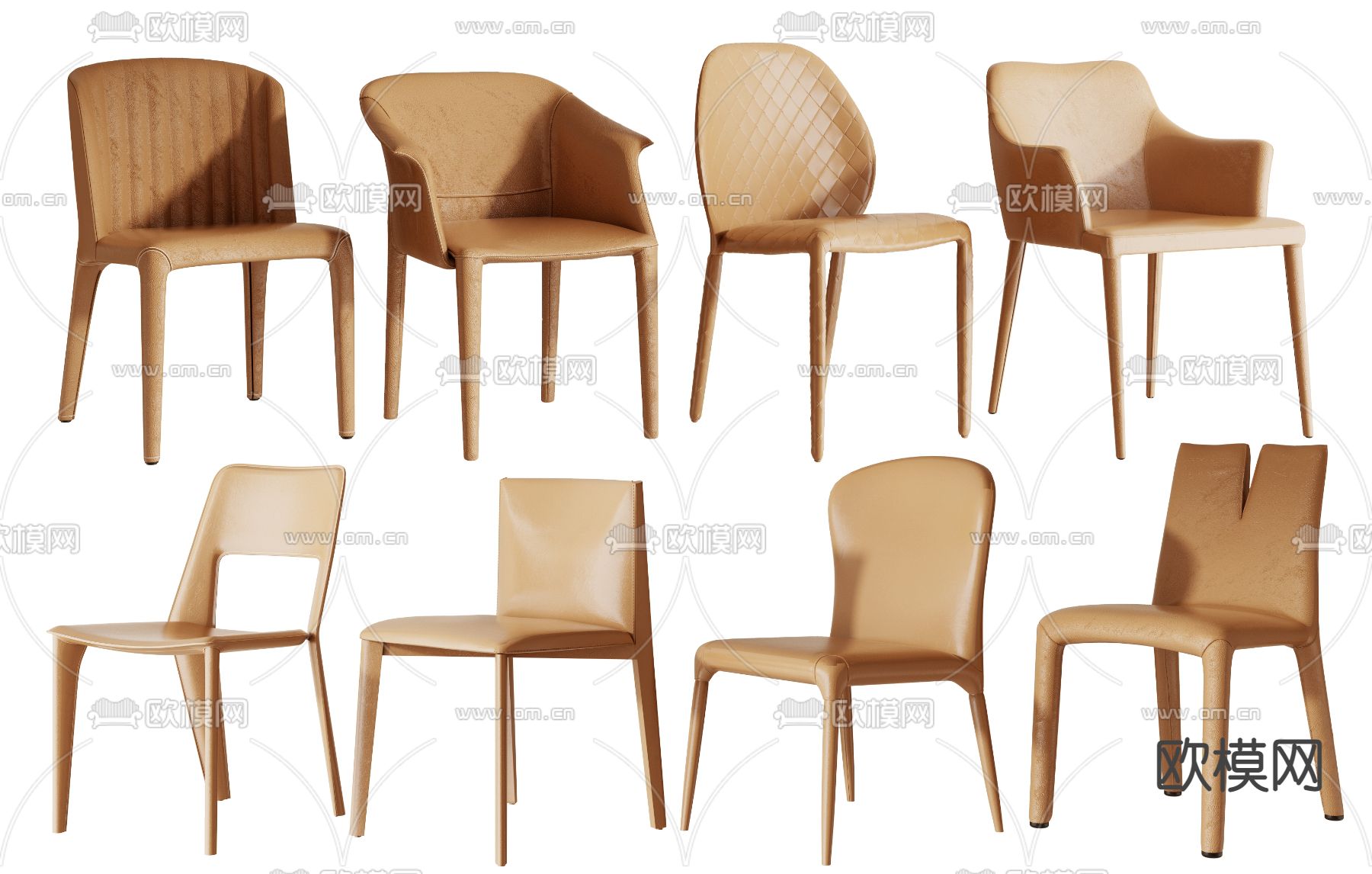 现代皮革单椅su模型下载（渲染图1）