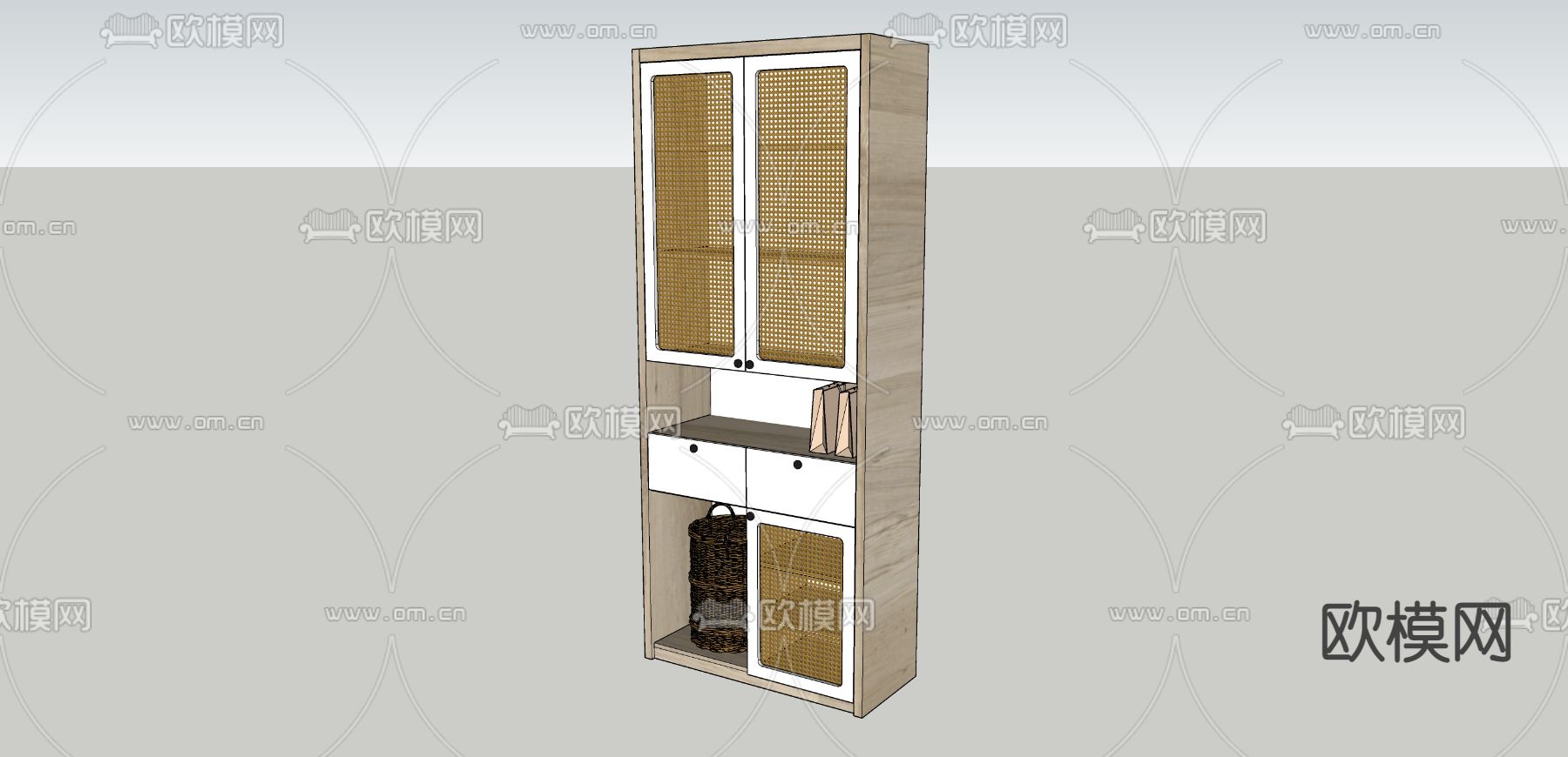 日式鞋柜su模型下载（渲染图2）