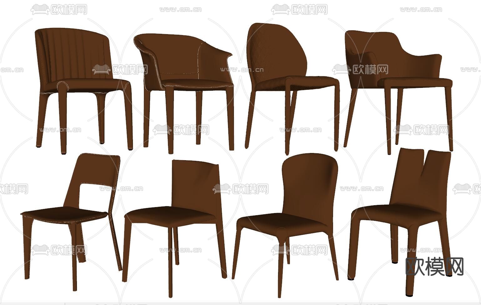 现代皮革单椅su模型下载（渲染图2）