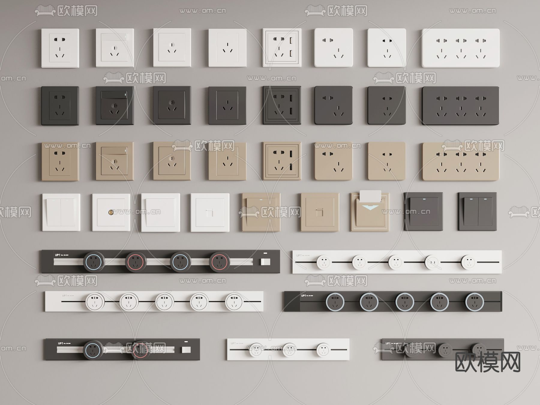 开关 移动插座 控制面板3d模型下载