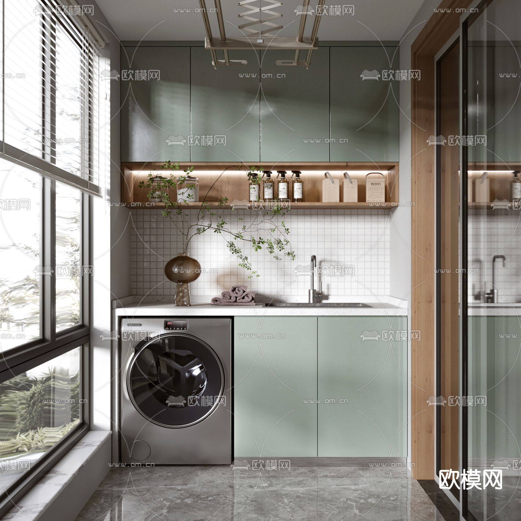 北欧风阳台 洗衣房3d模型下载