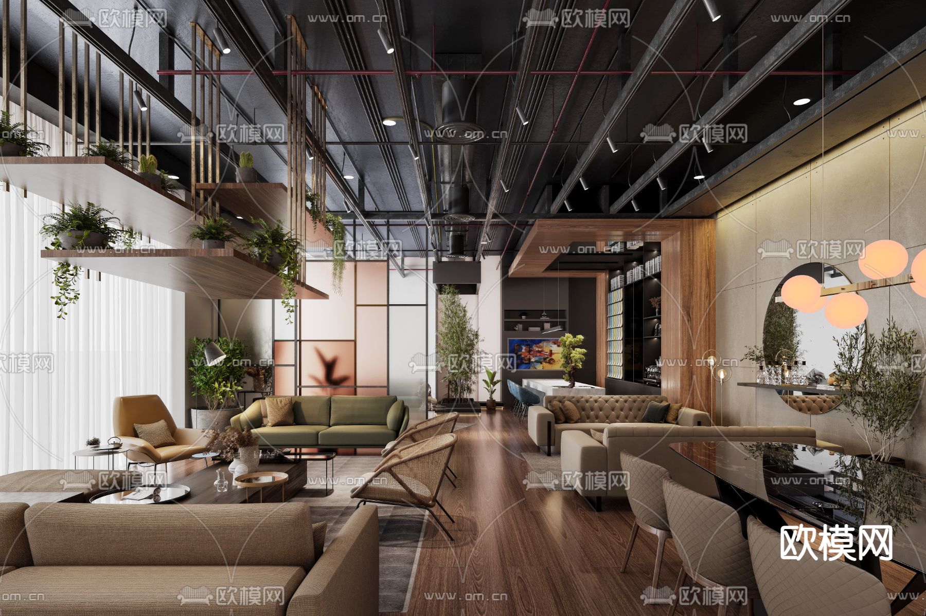 else lab blend 自然风咖啡厅su模型下载