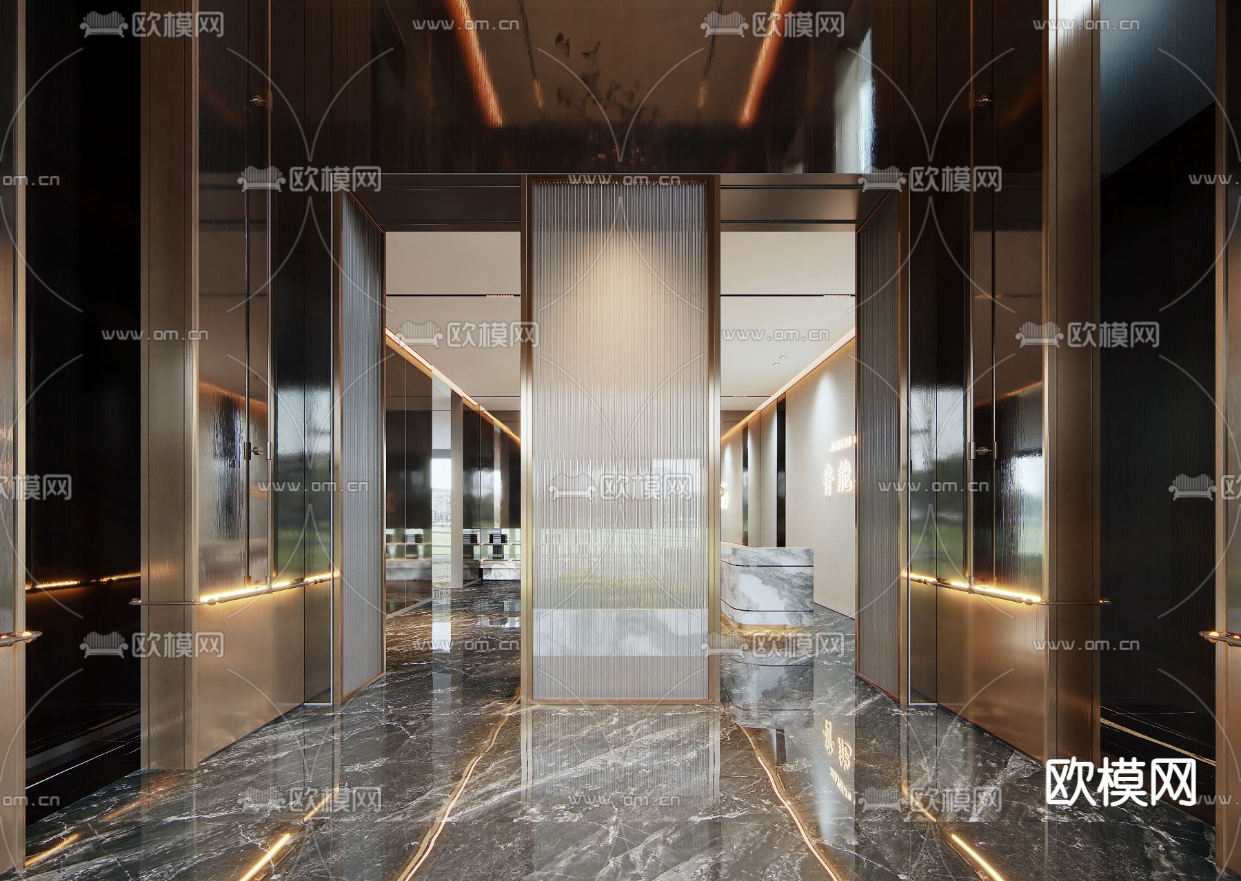 轻奢售楼处 售楼中心3d模型下载（渲染图2）