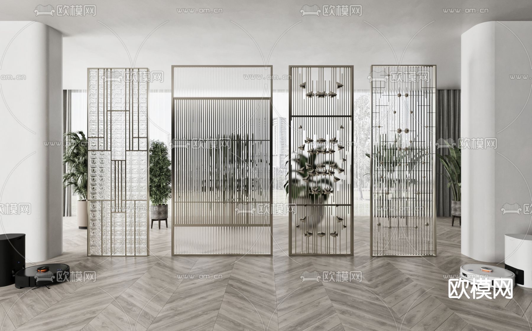 轻奢屏风 隔断3d模型下载