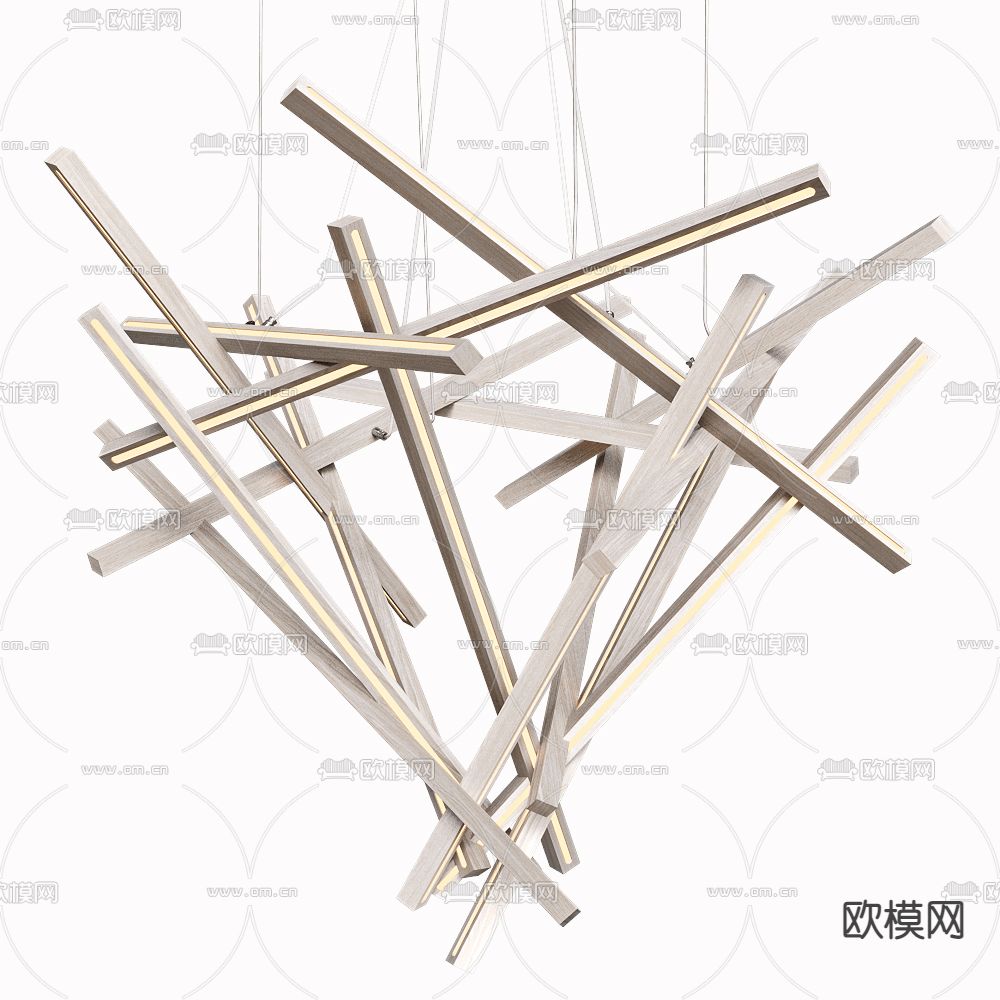 美式实木吊灯3d模型下载