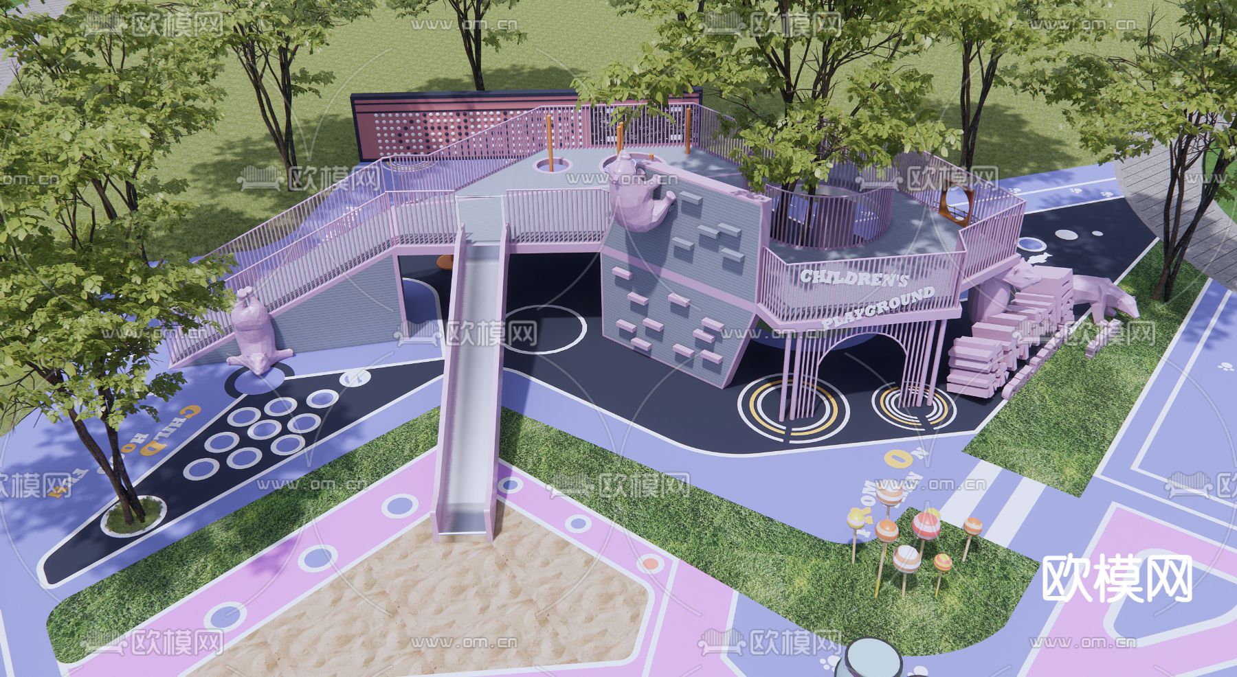 现代儿童娱乐区3d模型下载（渲染图1）