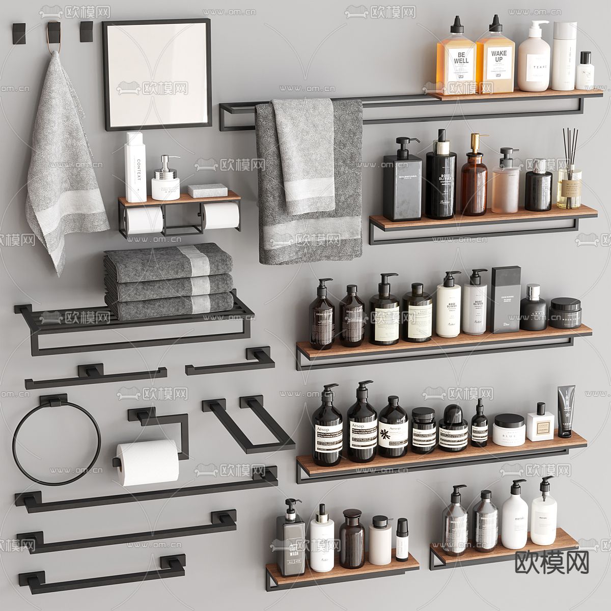 沐浴露 毛巾架 洗浴用品3d模型下载