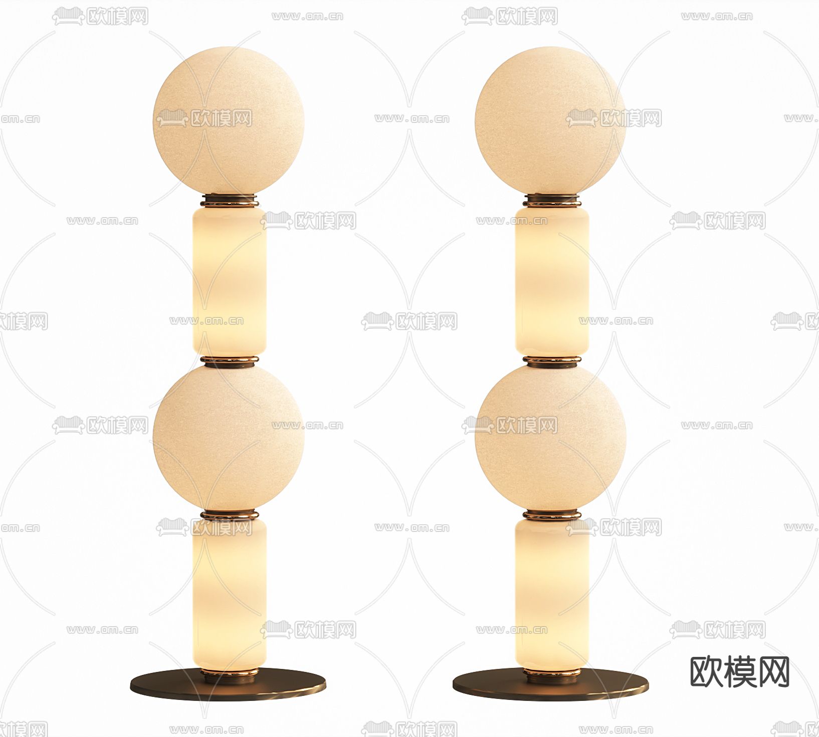 侘寂风串珠落地灯3d模型下载