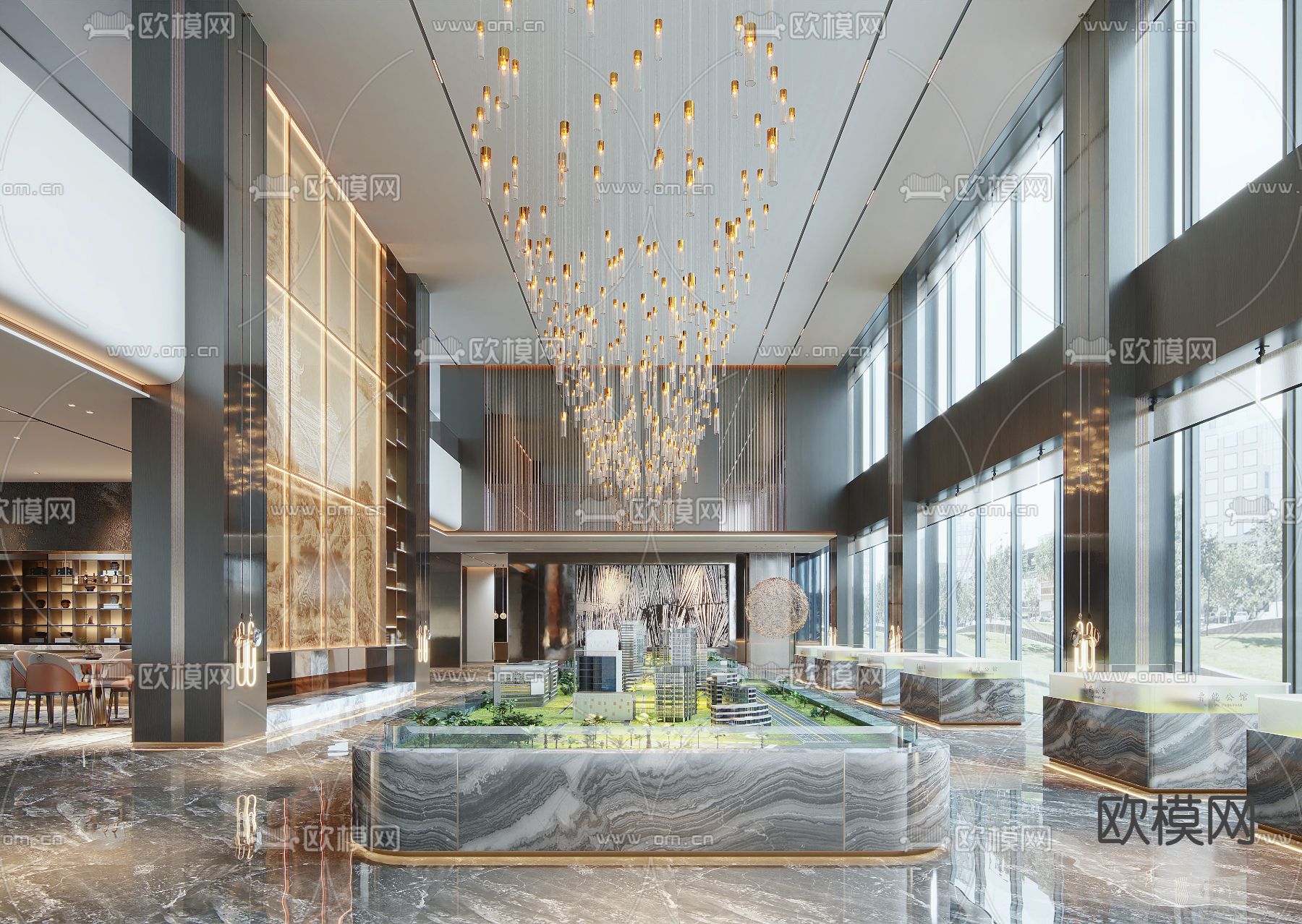 轻奢售楼处 售楼中心3d模型下载（渲染图3）