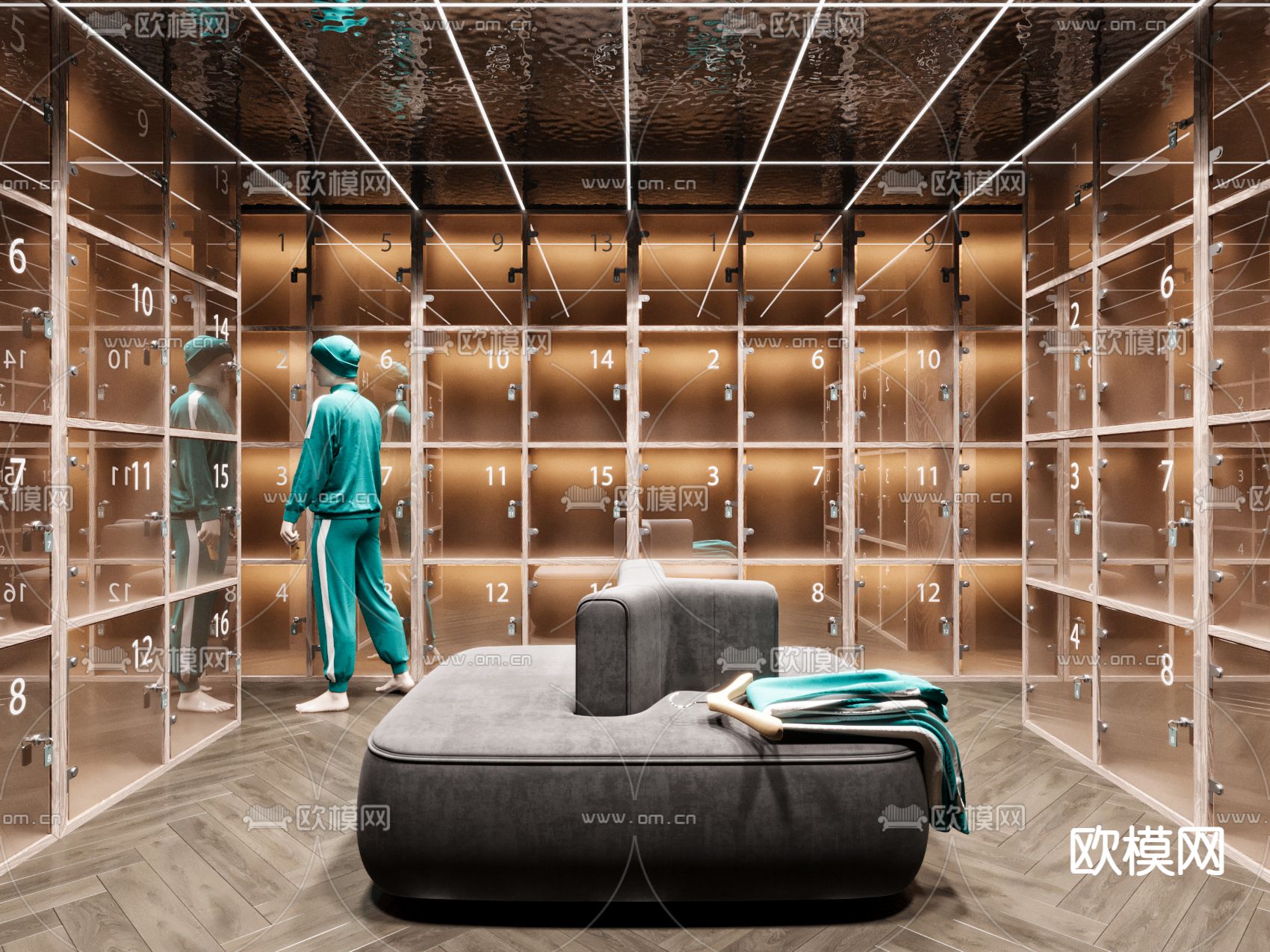 健身房更衣间 储物室3d模型下载