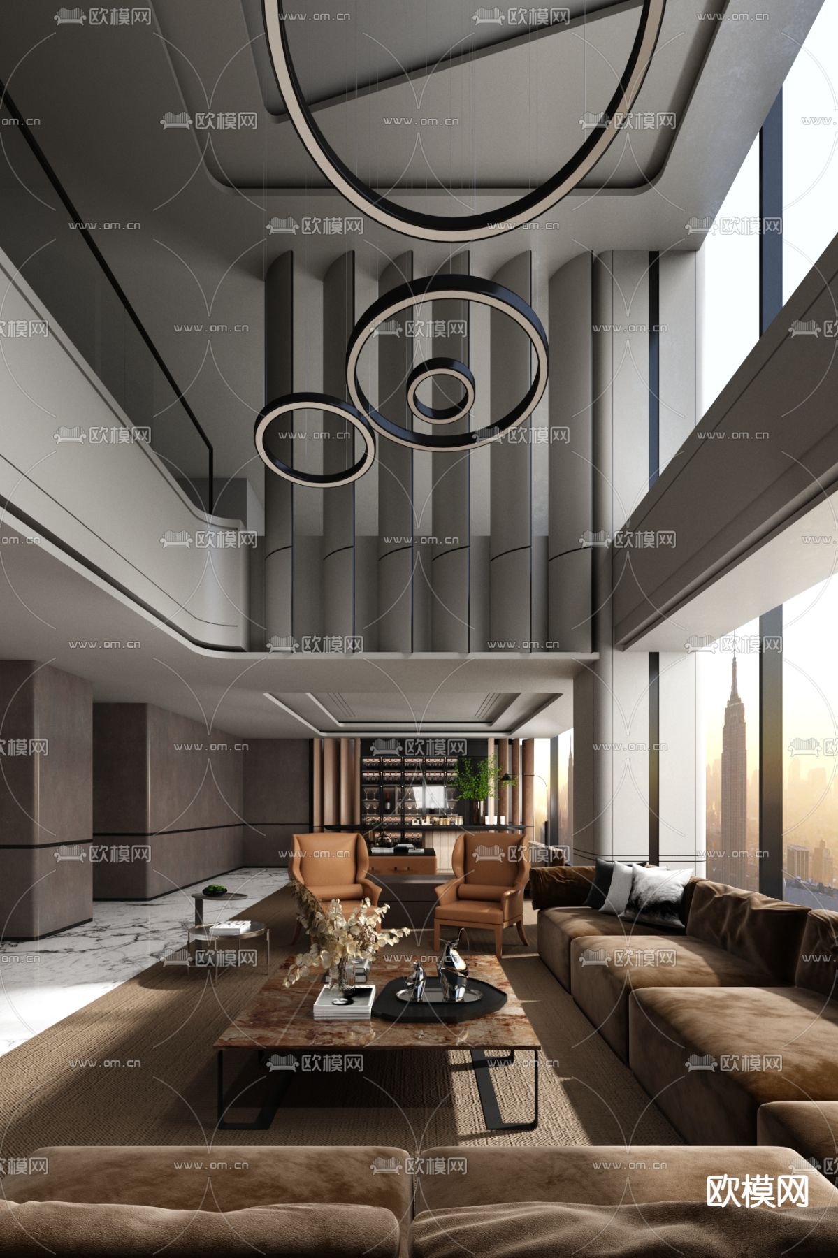 CCD郑中设计 现代别墅大堂su模型下载