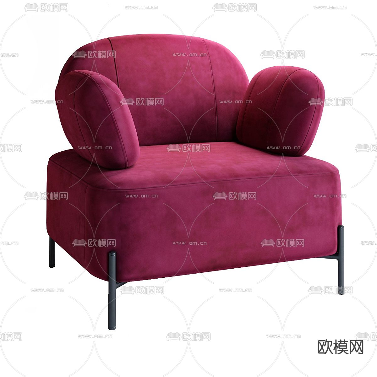 红色单人沙发3d模型