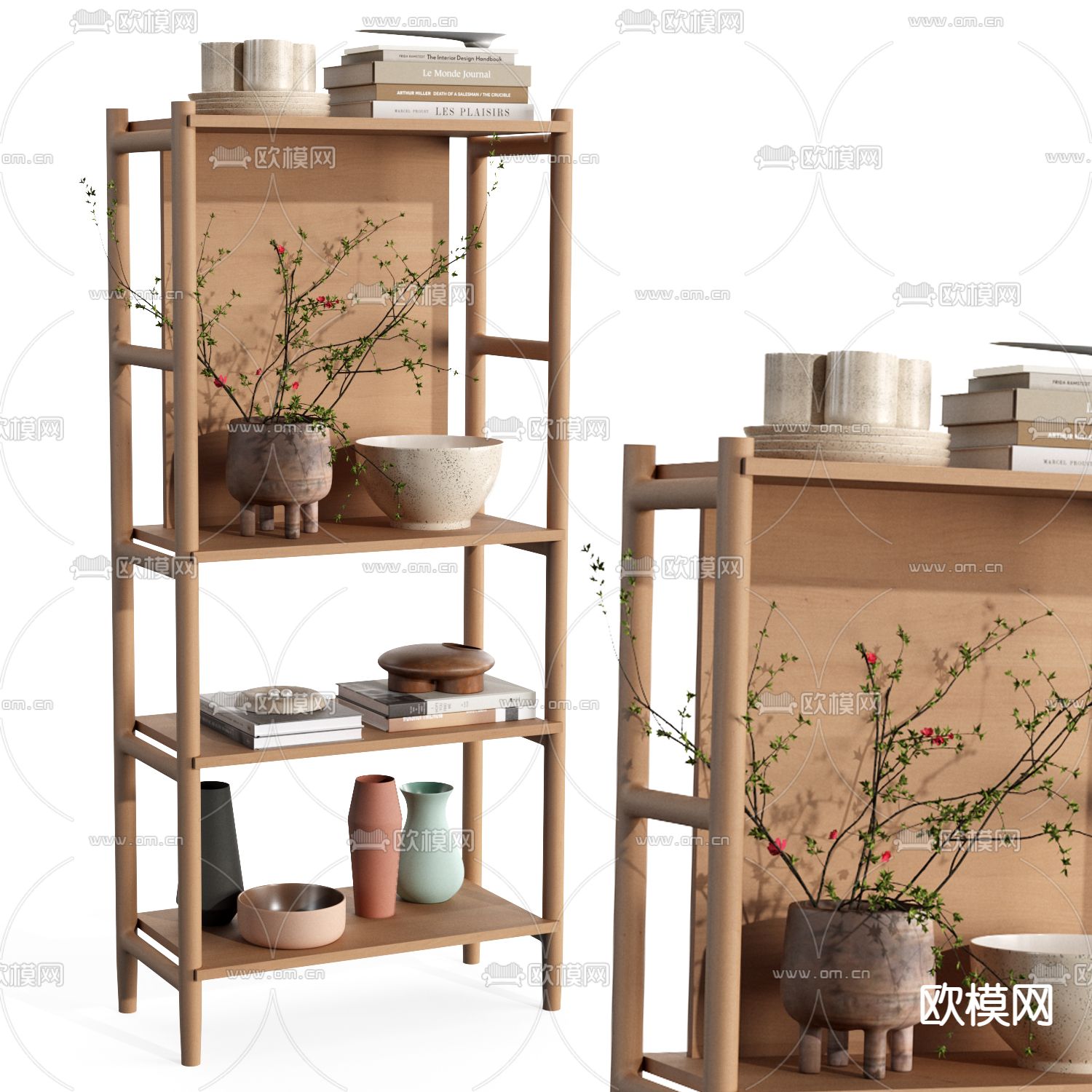 侘寂风置物架 饰品摆件3d模型下载（渲染图1）