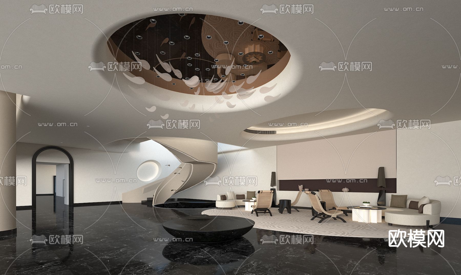 海力设计 侘寂售楼处洽谈区su模型下载