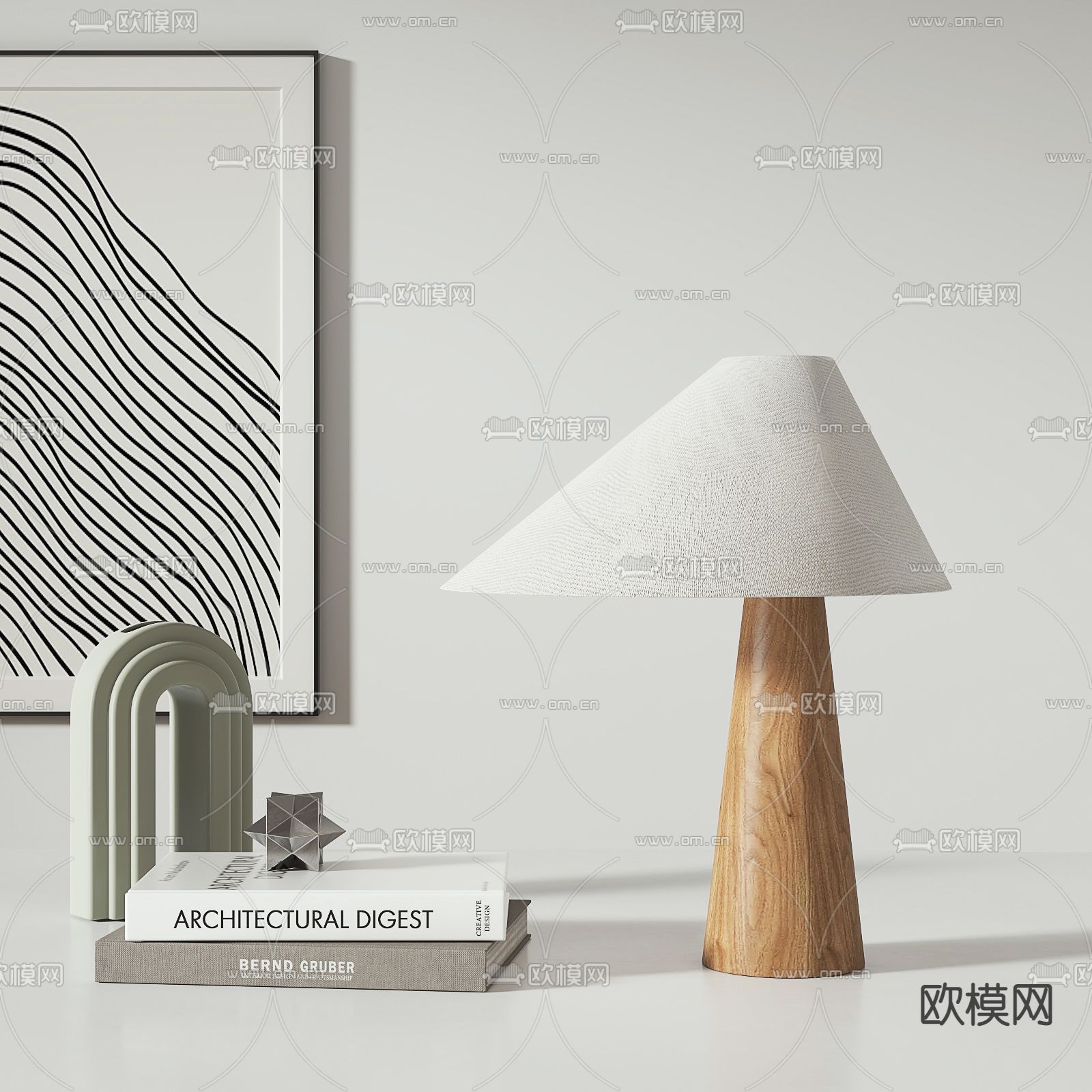 侘寂风台灯3d模型下载