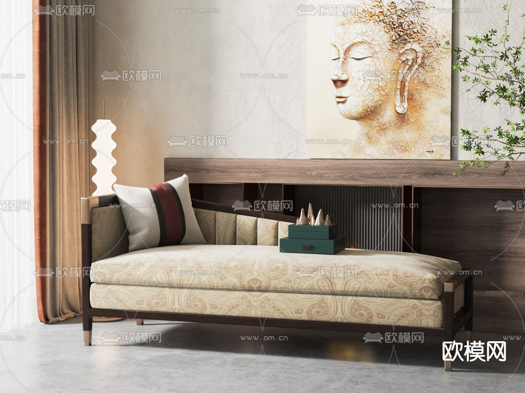 新中式贵妃椅 贵妃榻3d模型下载