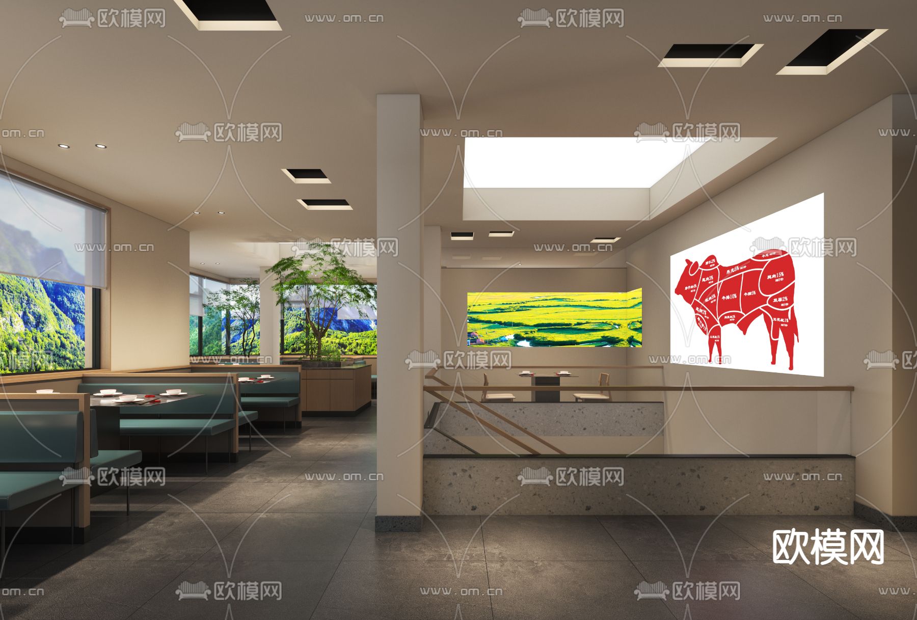 现代火锅餐厅3d模型下载（渲染图2）