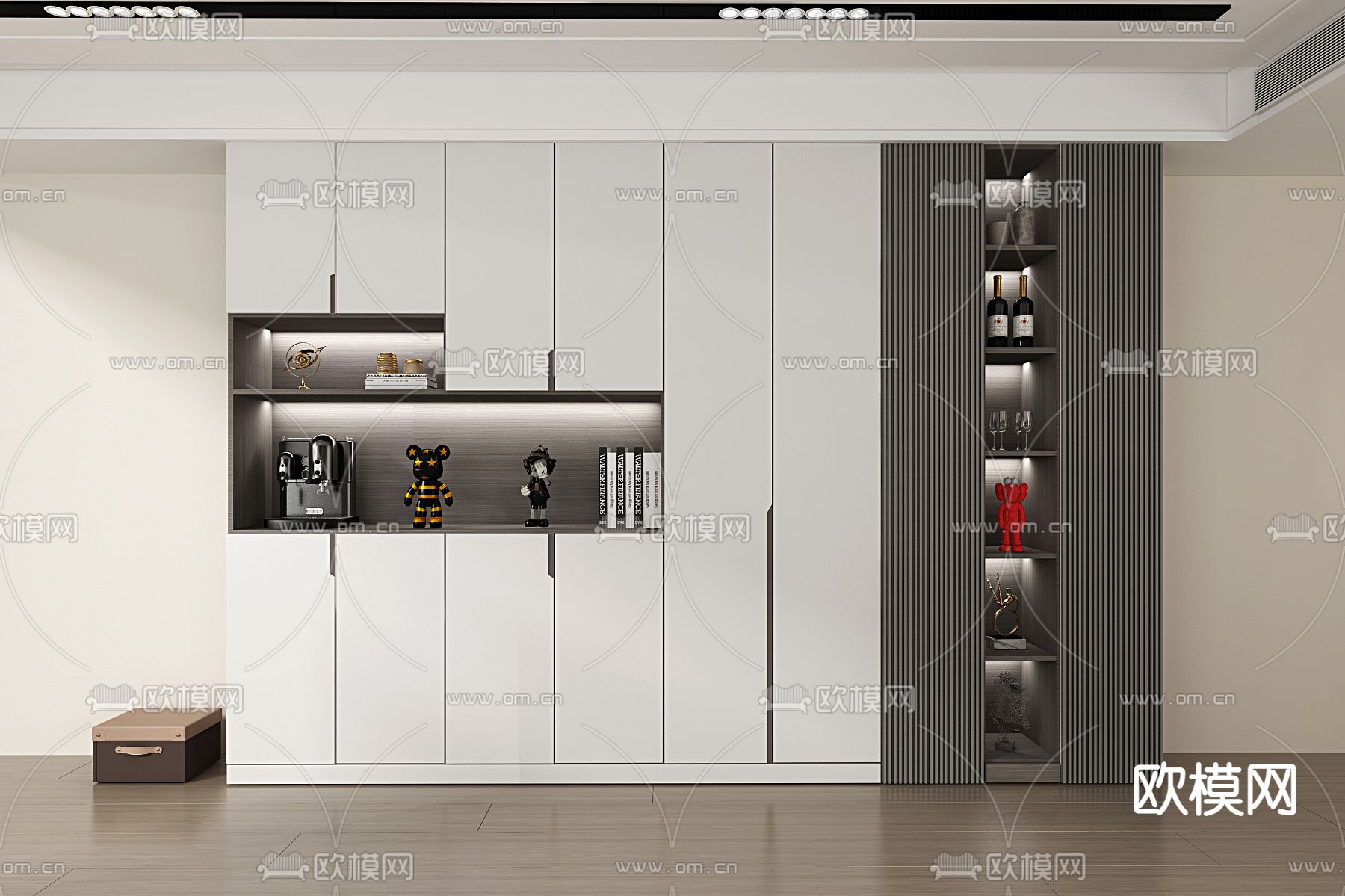 高级灰酒柜3d模型下载