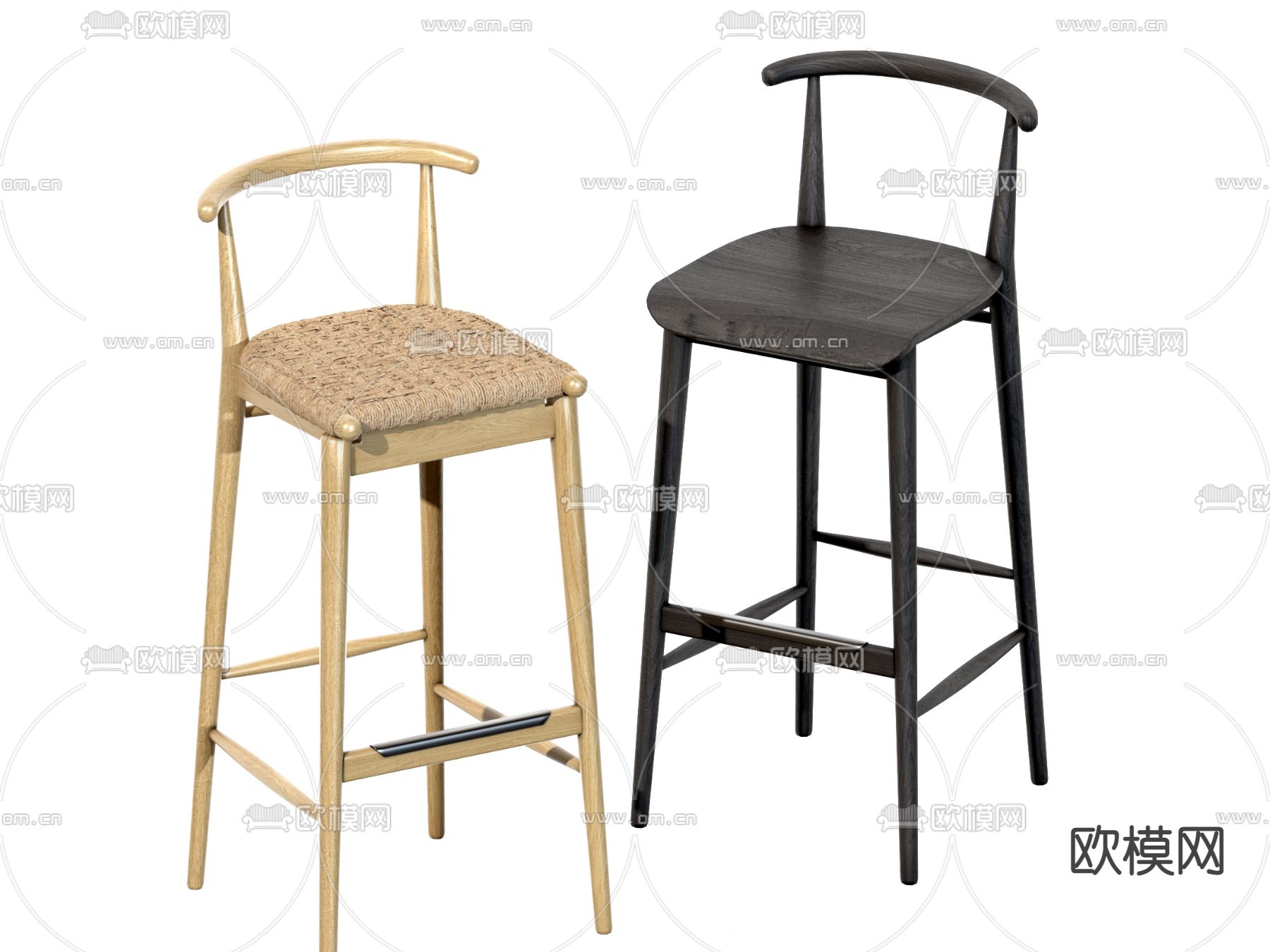 侘寂风吧台椅 吧台凳su模型下载