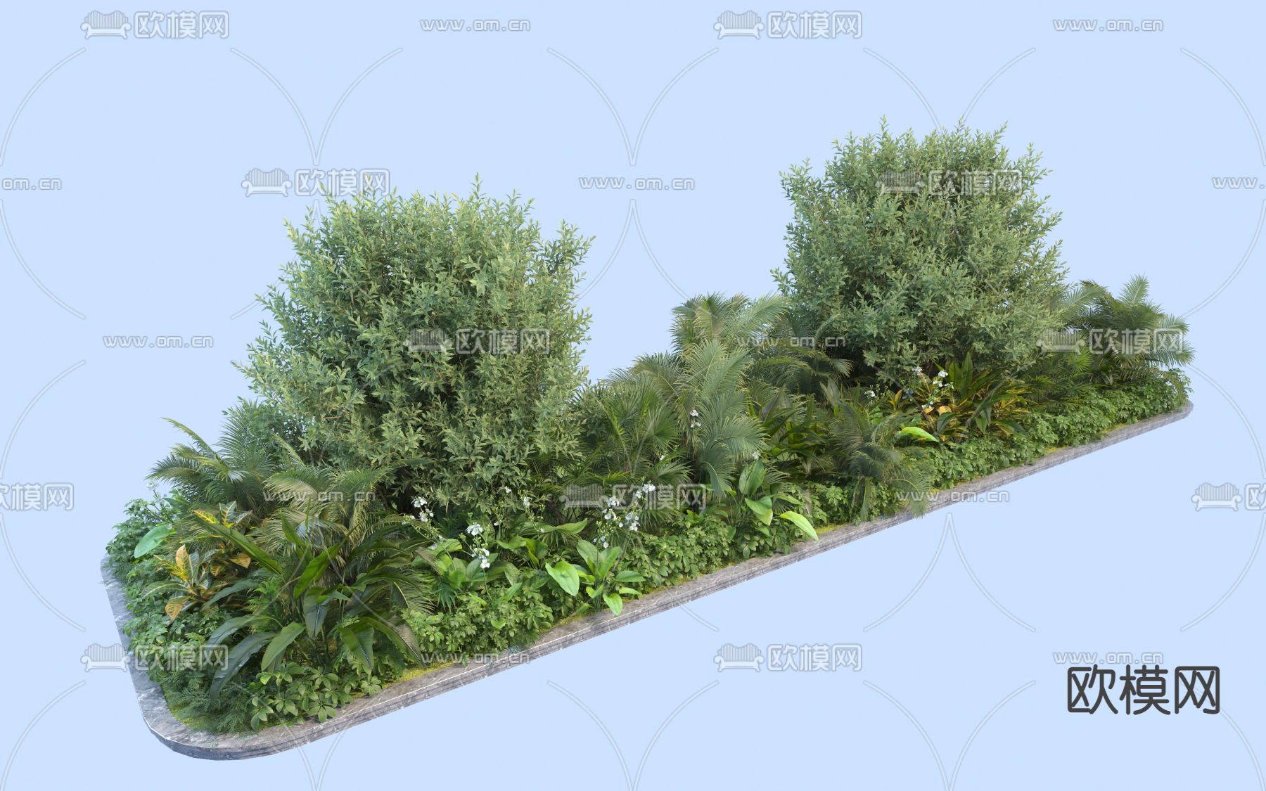 现代绿植盆栽花坛3d模型下载