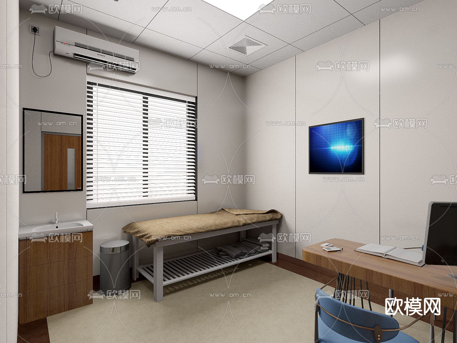 现代医院 诊疗室3d模型下载（渲染图3）