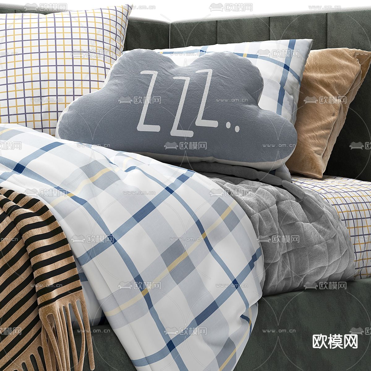 现代儿童床 沙发床3d模型下载（渲染图2）