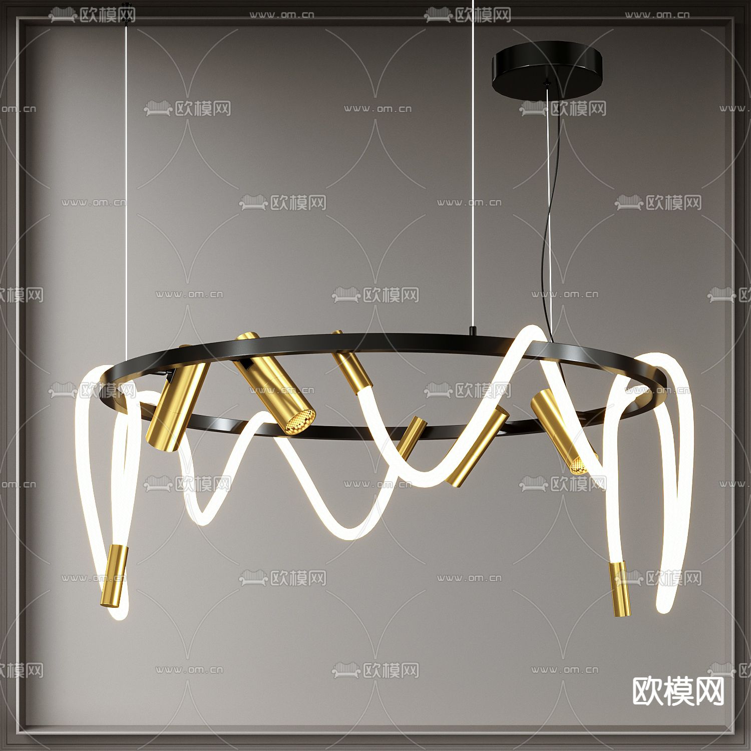 现代线条吊灯3d模型下载_ID12275996_3dmax免费模型-欧模网