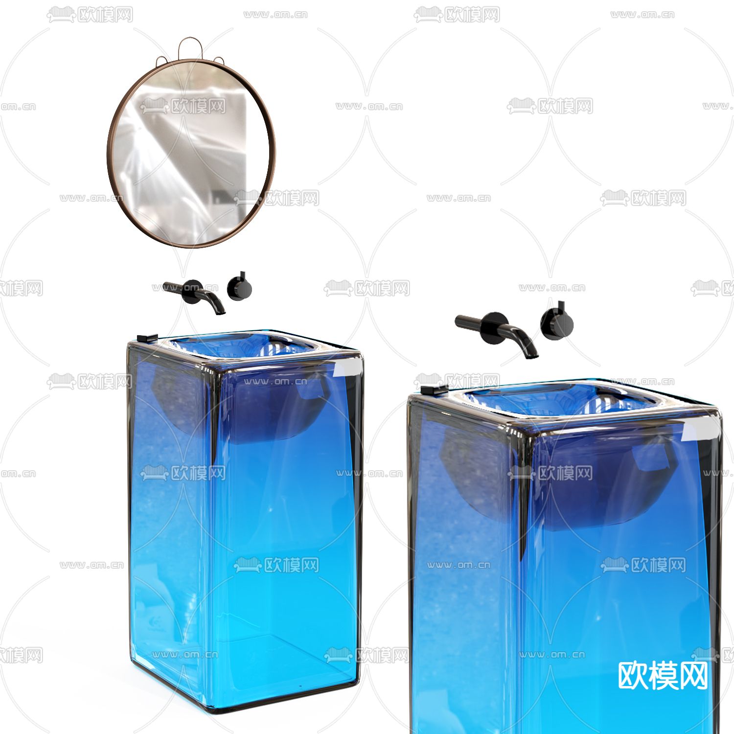 玻璃立柱洗手盆 立式台盆3d模型下载