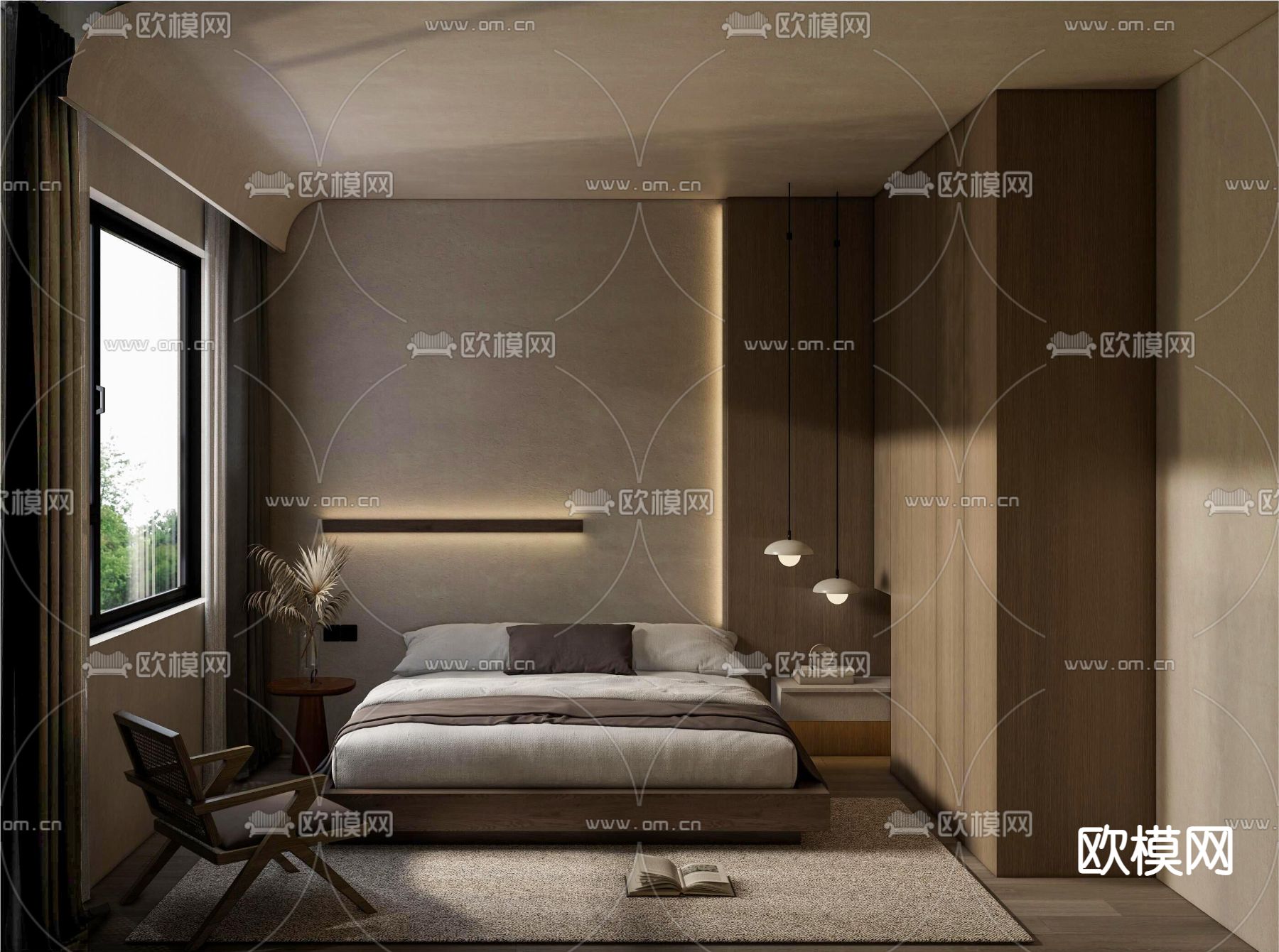侘寂客房su模型下载（渲染图1）