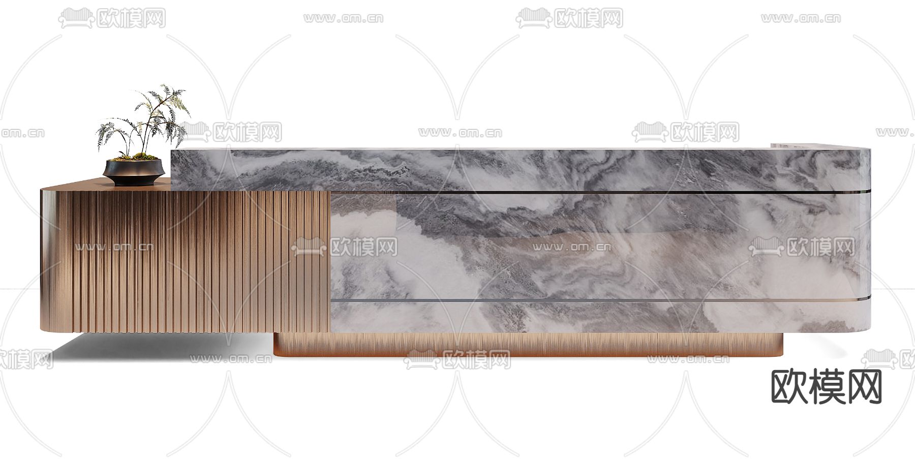 大理石前台 接待台3d模型下载（渲染图3）