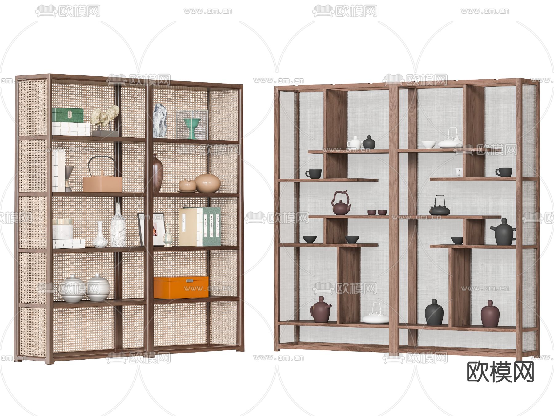 新中式博古架3d模型下载