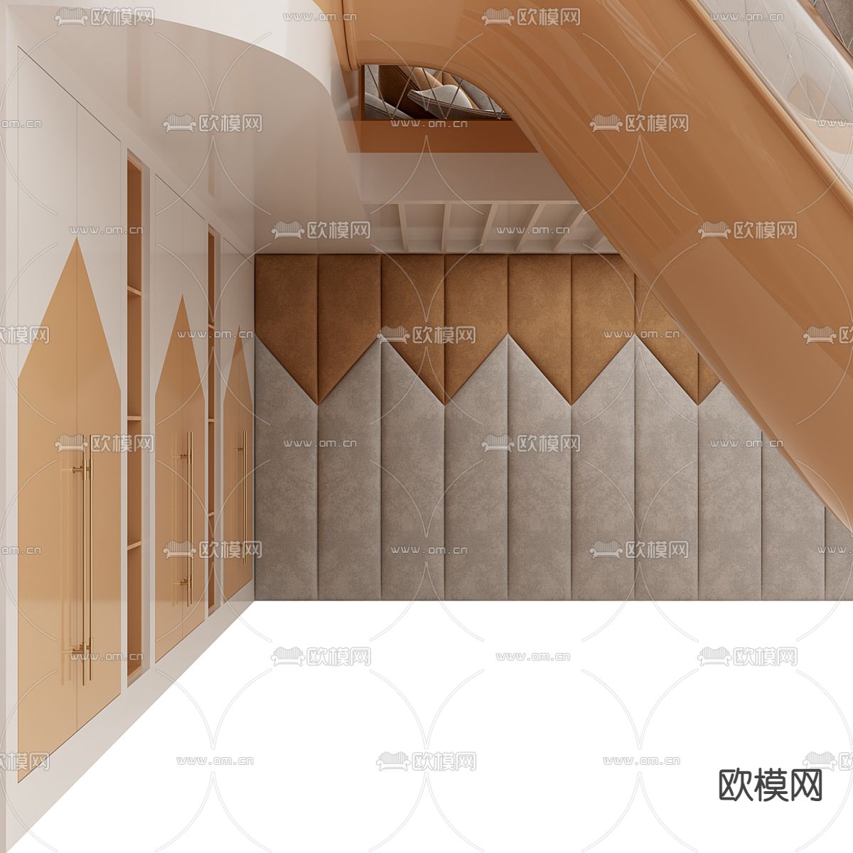 现代儿童床3d模型下载（渲染图2）