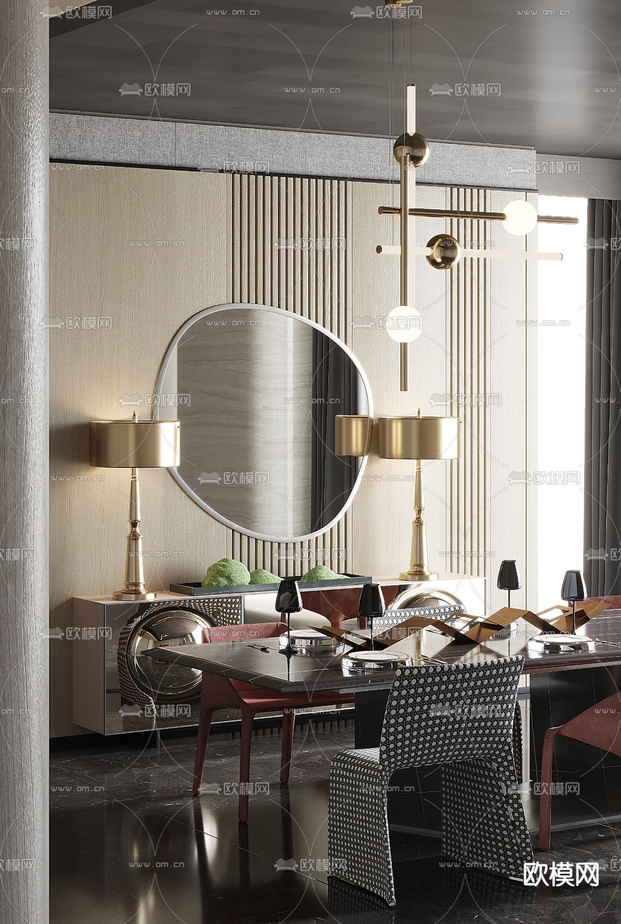 无物艺术 后现代餐厅3d模型下载