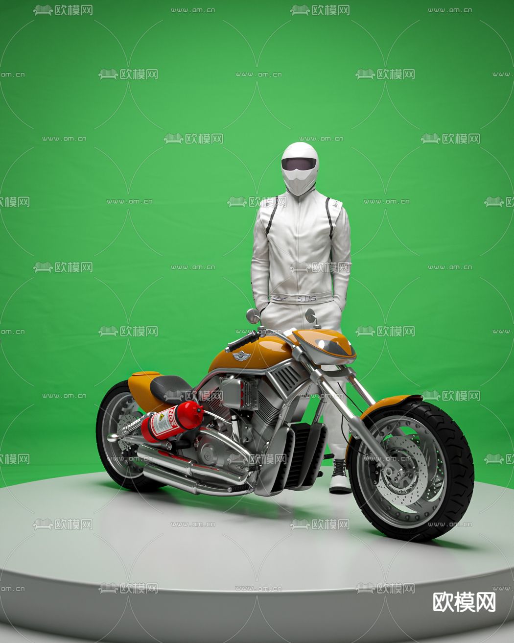 摄影棚 机车模特3d模型下载（渲染图1）