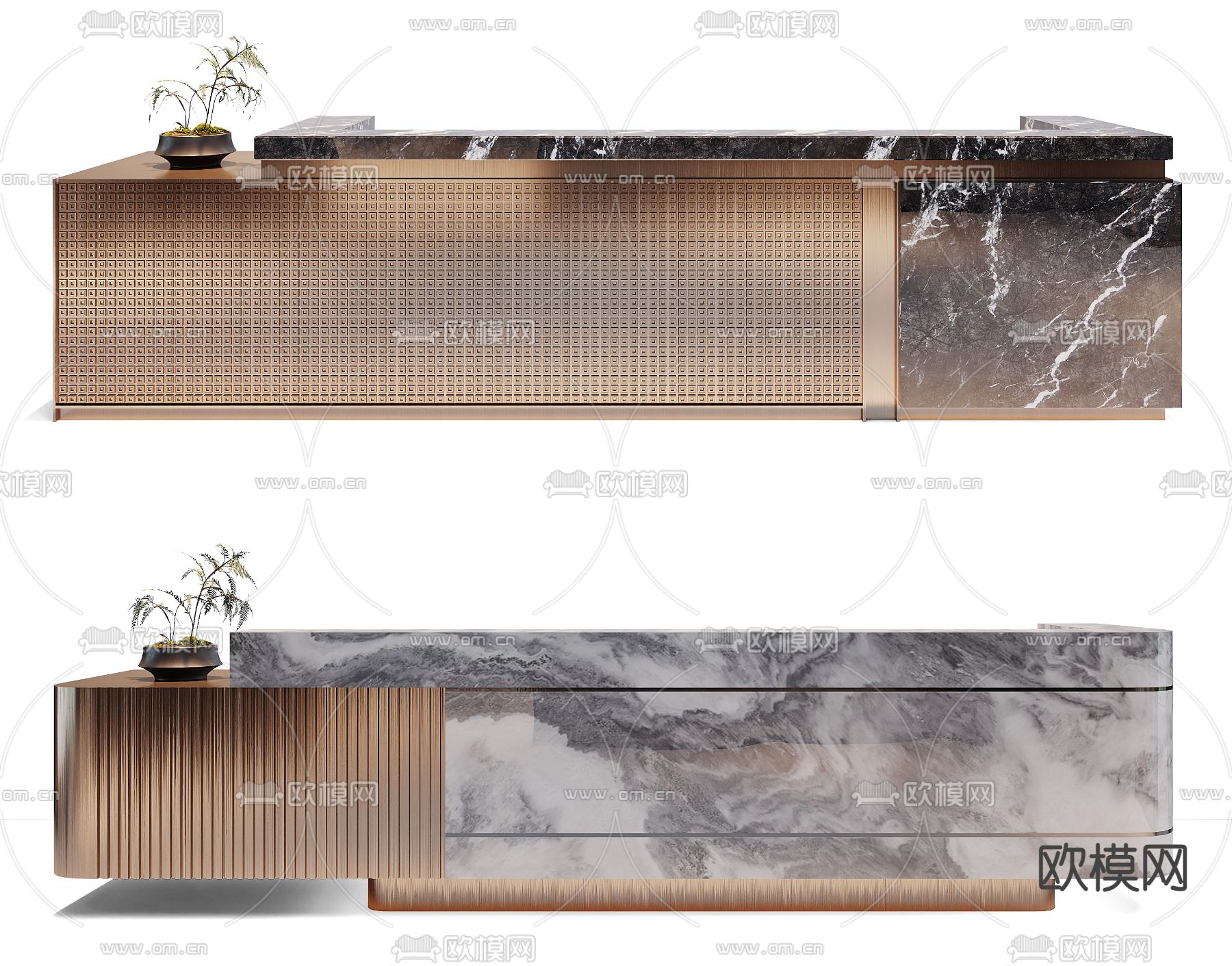 大理石前台 接待台3d模型下载（渲染图1）