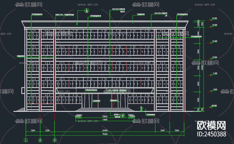 办公楼CAD施工图下载（渲染图3）