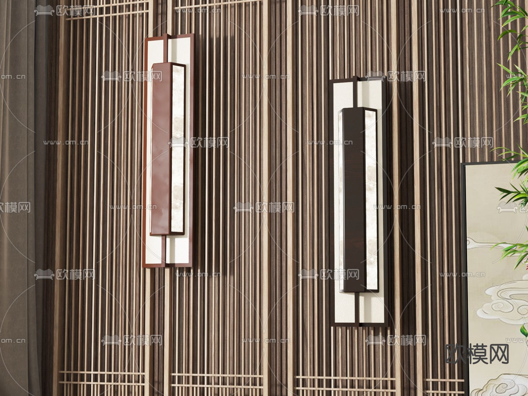 新中式壁灯3d模型下载