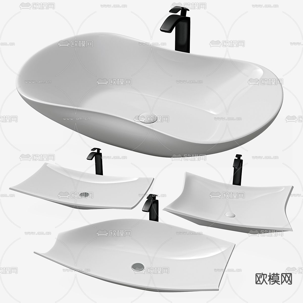 异形洗手盆 台盆3d模型下载（渲染图1）