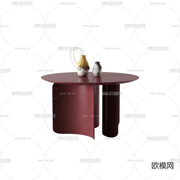 现代极简创意实木茶几免费3d模型下载