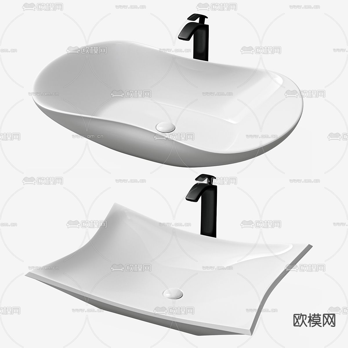 异形洗手盆 台盆3d模型下载（渲染图3）