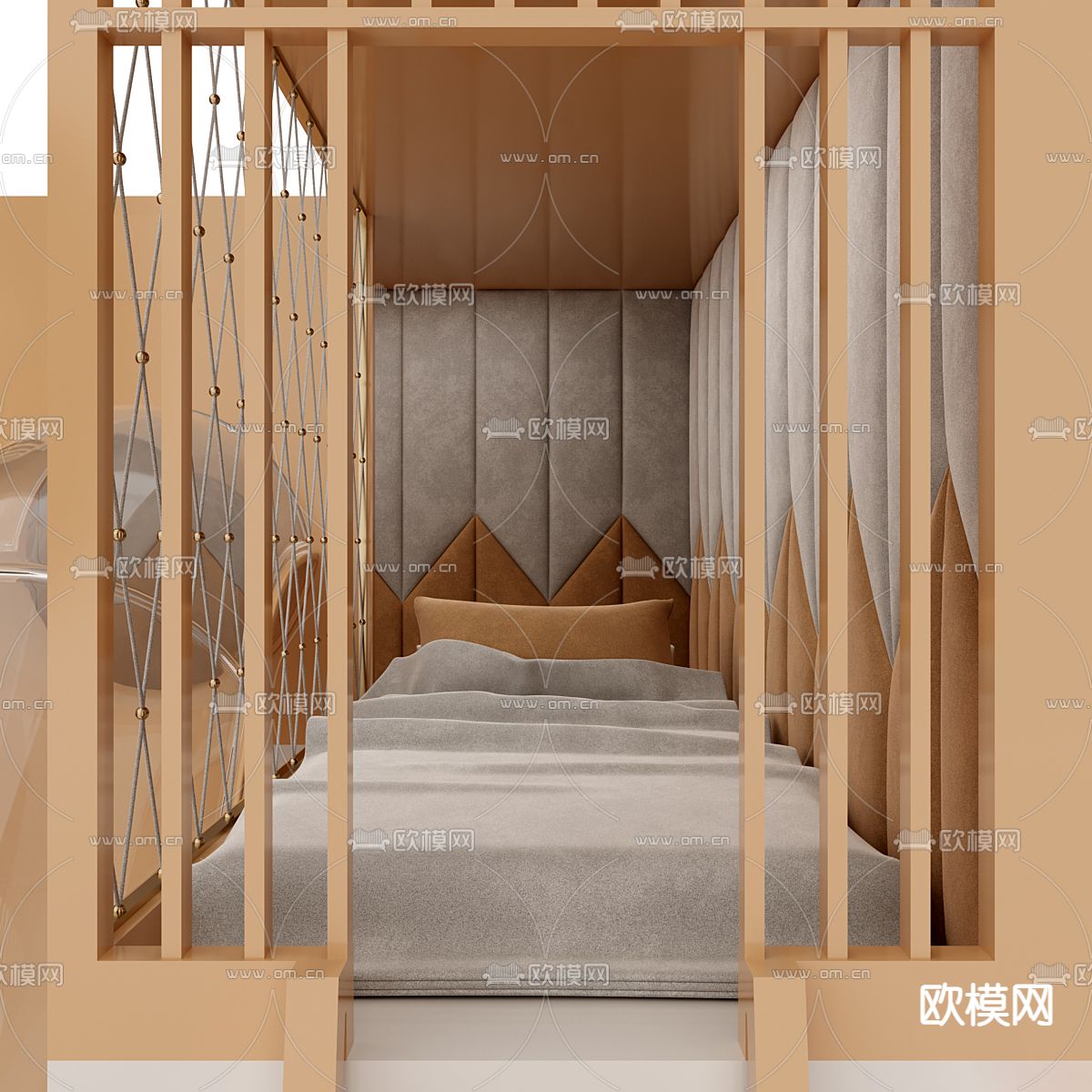 现代儿童床3d模型下载（渲染图3）