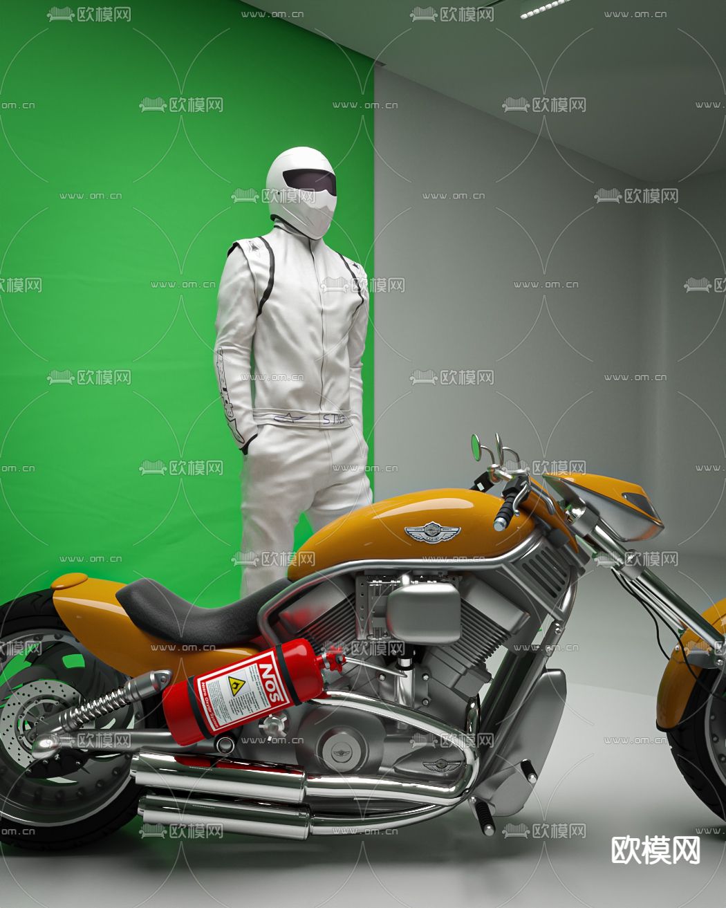 摄影棚 机车模特3d模型下载（渲染图3）