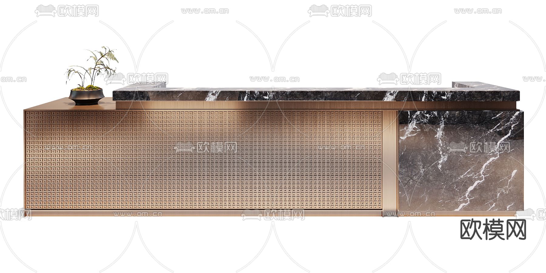 大理石前台 接待台3d模型下载（渲染图2）